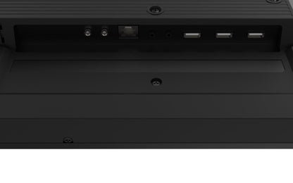 Zwarte achterkant van Iiyama 43 inch professioneel display met zichtbare aansluitingen en poorten.
