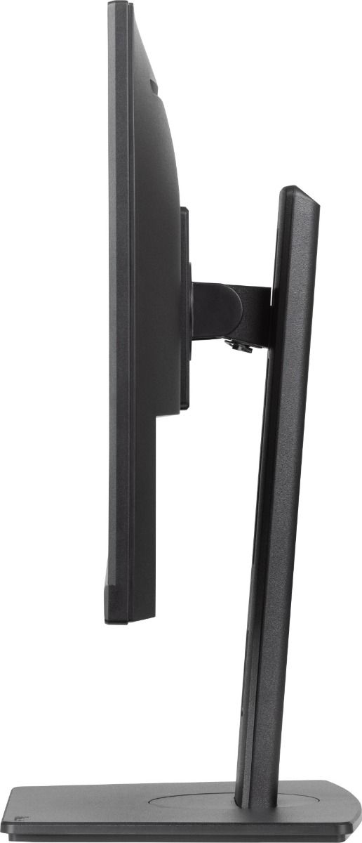 Zijaanzicht van zwarte 24 inch Iiyama ProLite monitor met in hoogte verstelbare voet en ergonomisch design.
