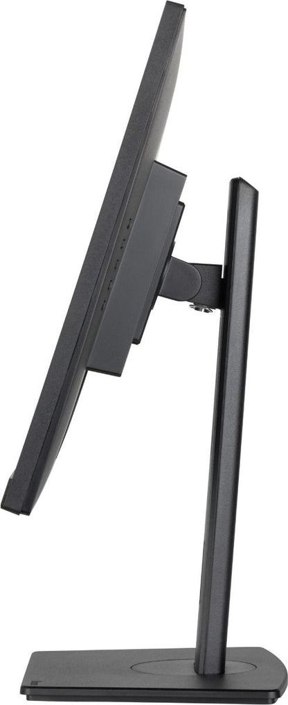 Zijaanzicht van zwarte 27 inch Iiyama ProLite monitor met ergonomische, in hoogte verstelbare voet en slank design.