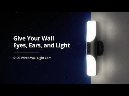 Eufy S100 | Lampe murale + caméra 2K | 1200 Lumen | 160° | Détection par IA | Vision nocturne en couleur | 230V