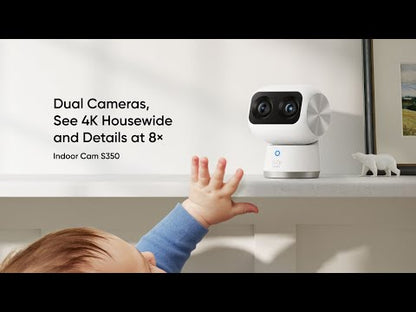 Eufy Indoor Cam S350 | 4K + 2K Dual Lens | 8× Zoom | 360° PTZ | AI Tracking | Night Vision