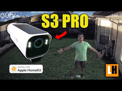 Eufy EufyCam S3 Pro | 4K | Doppeltes Solarpanel | 1 Jahr Akkulaufzeit | Farbnachtsicht | Set mit 2 Kameras + HomeBase 3
