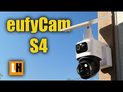 Eufy SoloCam S4 | 4K | Rotation-inclinaison à 360° | Caméra de sécurité à double objectif | Lot de 2 pièces + HomeBase 3