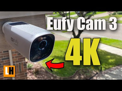 Eufy EufyCam 3 | 4K | Panneau solaire | 1 an d’autonomie | Reconnaissance faciale | Kit de 2 caméras + HomeBase 3
