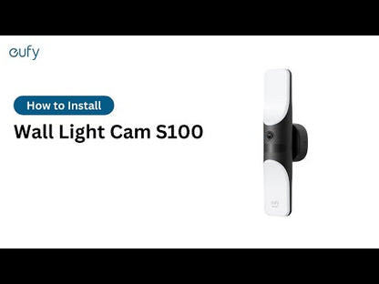 Eufy S100 | Lampe murale + caméra 2K | 1200 Lumen | 160° | Détection par IA | Vision nocturne en couleur | 230V