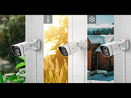 Foscam V8EP | Caméra bullet PoE 8 MP 4K | 4,0 mm fixe | 90,1° | Projecteur couleur + vision nocturne infrarouge | Détection par IA | Alarme sonore et lumineuse | IP66 | ONVIF | Blanc