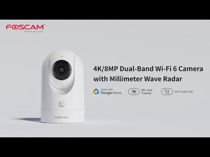 Foscam R8M | 8MP 4K WiFi Indoor PTZ Camera | 355° Pan + 90° Tilt | 2.8mm Vast | 108° | IR Nachtzicht 8m | AI Bewegingsdetectie | Dual-band WiFi | SD 256GB | Zwart