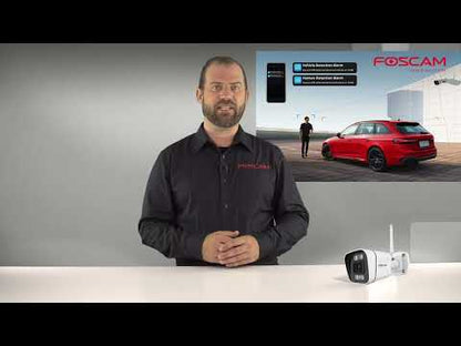 Foscam V5P | 5MP-WLAN-Bullet-Kamera | 2,8 mm fest | 90.1° | Farbspotlight + IR-Nachtsicht | KI-Erkennung | Ton- und Lichtalarm | Dualband-WLAN | IP66 | Schwarz