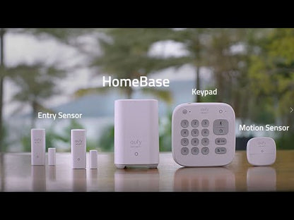 Eufy 5-in-1-Alarmanlage für Zuhause | Kabellos | HomeBase + Zahlentastatur + Bewegungssensor + 2 Tür-/Fenstersensoren