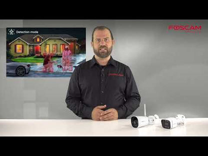 Foscam V4EC | Caméra Bullet PoE 4 MP | Vision nocturne couleur Starlight | Projecteur + infrarouge | Détection par IA | Alarme sonore et lumineuse | IP66 | ONVIF | Noir