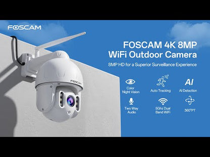 Foscam SD8EP | 8MP 4K PoE PTZ Camera | 4x Optische Zoom | 355° Pan + 90° Tilt | IR Nachtzicht 20m | IP66 | ONVIF | Zwart