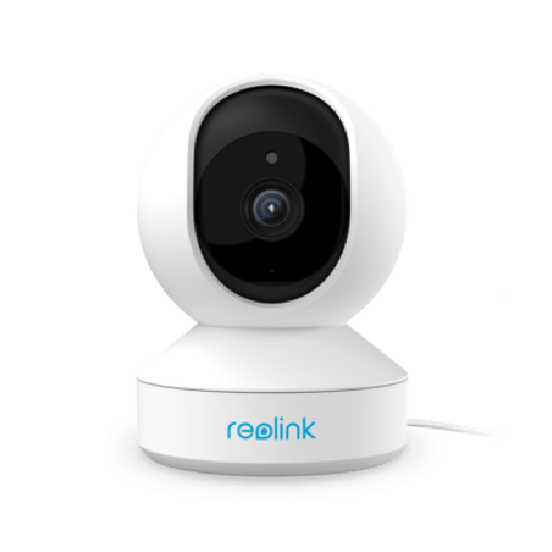 Witte Reolink E340 8MP WiFi PTZ dome beveiligingscamera met zwarte lens en strak, compact design.