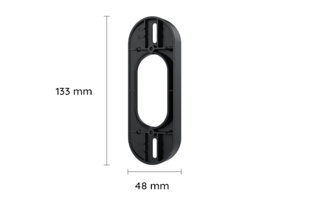 Zwarte 15 graden kantelbeugel voor Reolink D340P en D340W deurbellen, 133 mm hoog en 48 mm breed.