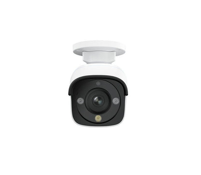 Witte Reolink 12MP PoE bulletcamera met spotlight en zwarte lensbehuizing voor buiten.