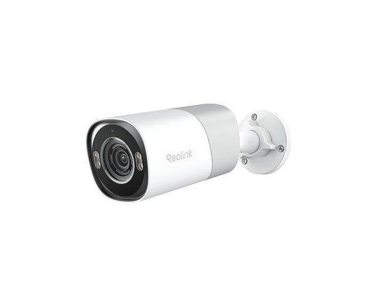 Witte Reolink 8MP 4K PoE bulletcamera met ColorX-lens voor full-colour nachtzicht en AI-detectie.