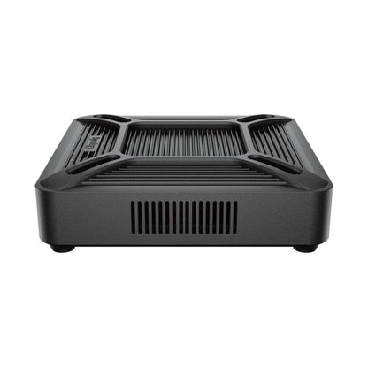 Zwarte Synology VS600HD bewakingsclient met compact, geribbeld design voor Surveillance Station.