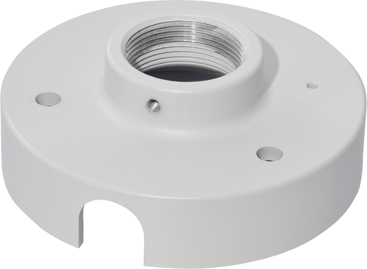 Witte ronde Vivotek AM-118 montageadapter van 140mm met schroefdraad voor dome beveiligingscamera's.