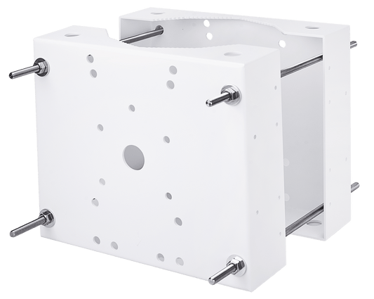 Witte Vivotek AM-315 montagebeugel voor beveiligingscamera's met robuuste metalen constructie en schroefbevestiging.