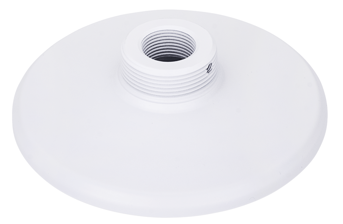 Witte Vivotek AM-528 ronde montageadapter met schroefdraad voor dome camera's, 136mm diameter en 35mm hoog.