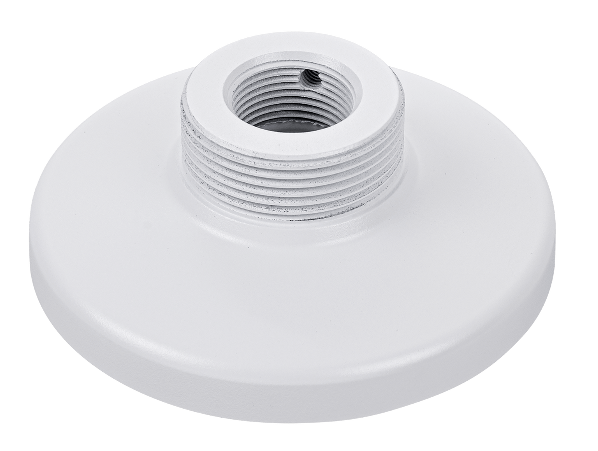 Witte, ronde Vivotek AM-52E V02 montageadapter van 115mm voor dome beveiligingscamera's met schroefdraad.