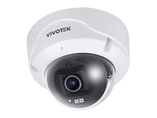 Witte Vivotek FD9189-H-V3 dome camera voor binnen met 5MP lens en IR-nachtzicht.