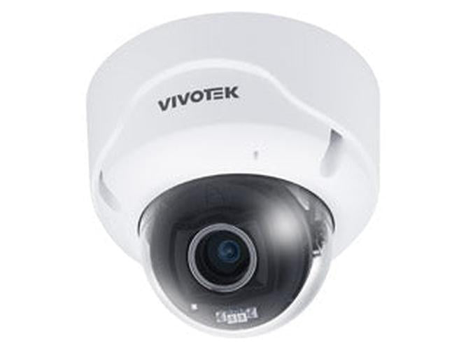 Witte Vivotek FD9389-EHTV-V3 5MP outdoor dome beveiligingscamera met varifocale lens en IR nachtzicht.