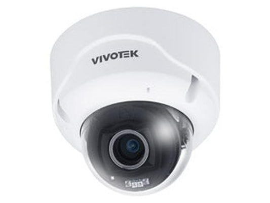 Witte Vivotek FD9389-EHTV-V3 5MP outdoor dome beveiligingscamera met varifocale lens en IR nachtzicht.