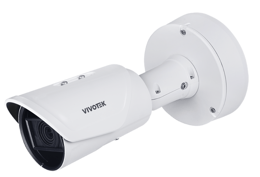 Witte Vivotek IB9391-EHTV-v2 outdoor bullet beveiligingscamera met robuuste behuizing en verstelbare lens.
